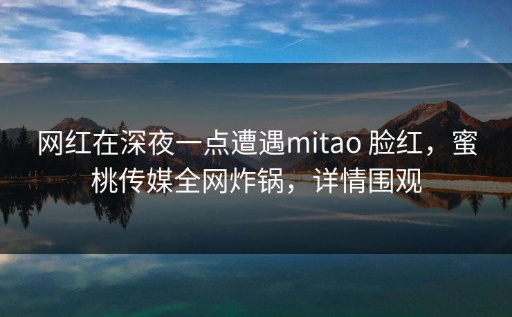 网红在深夜一点遭遇mitao 脸红，蜜桃传媒全网炸锅，详情围观