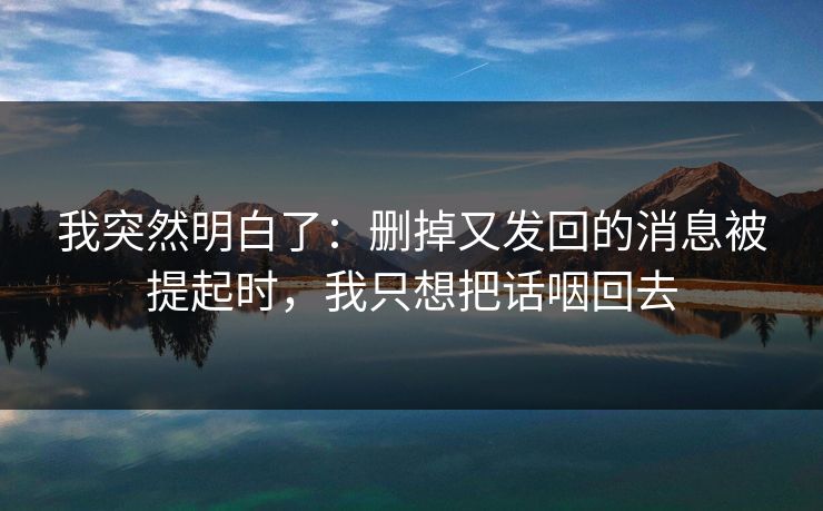 我突然明白了：删掉又发回的消息被提起时，我只想把话咽回去