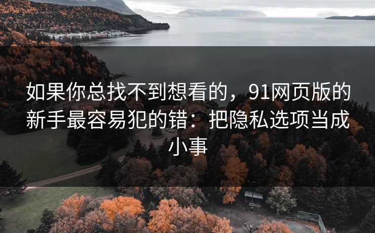 如果你总找不到想看的，91网页版的新手最容易犯的错：把隐私选项当成小事